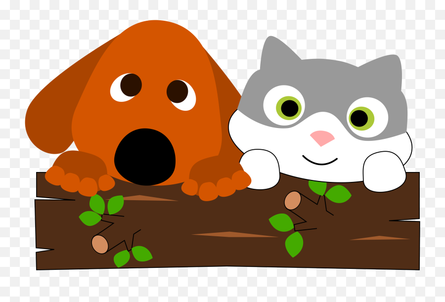 Free Cartoon Dog And Cat Clip Art - Cat Dog Animated Emoji,Raining Cats And Dogs Emoji