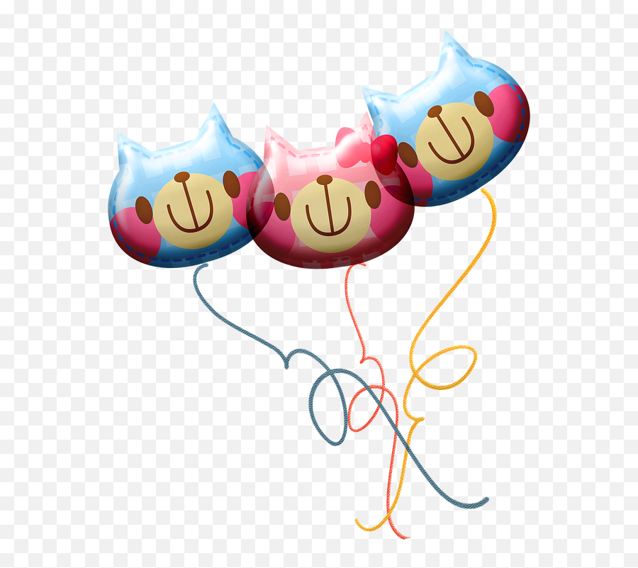 Free Photo Cartoon Cats Cute Balloons Pattern Kawaii Kittens - Happy Emoji,Free Cute Kittenl Emoticons