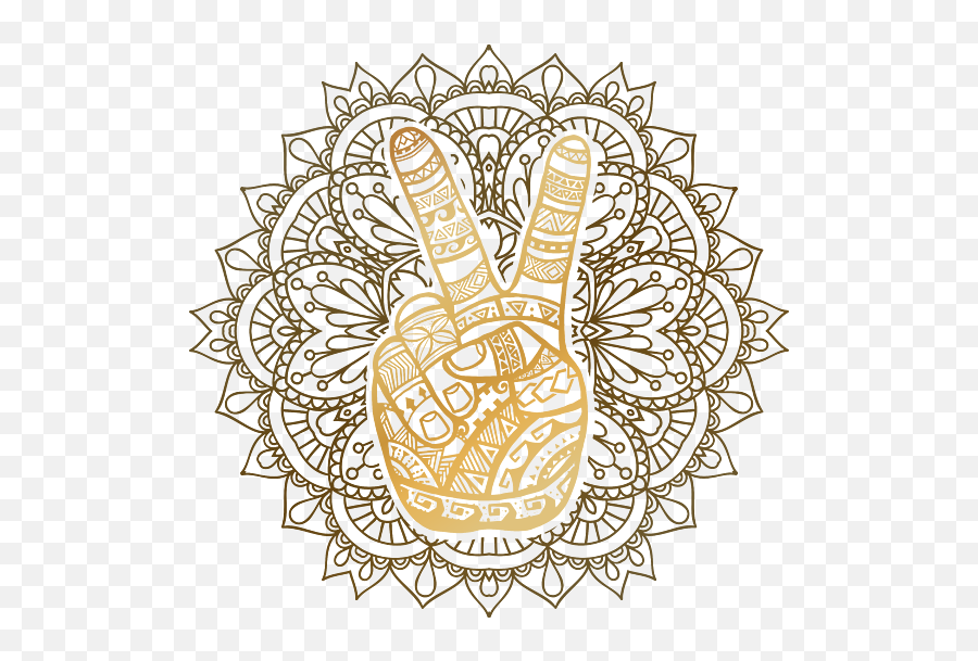 Hippie Boho Golden Peace Sign Mandala Tapestry For Sale By Emoji,Crystal Emotion Mandalal Shower Curtain
