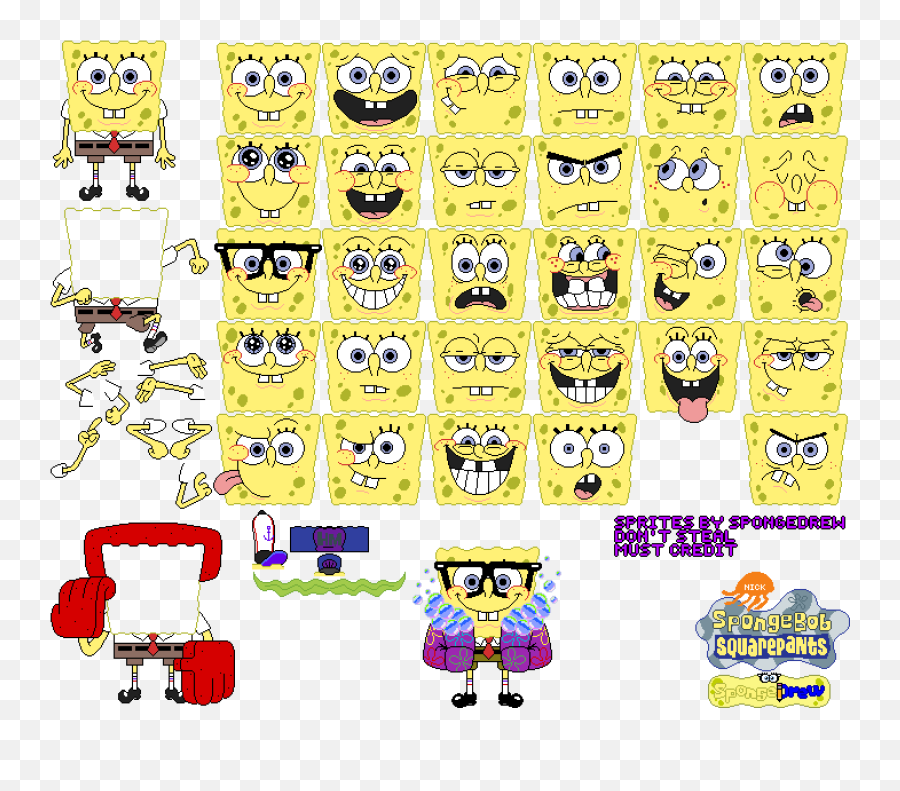 Pixilart - Classic Spongebob Sheetv2 By Spongedrew Emoji,Spongebob On Knees Emoticon