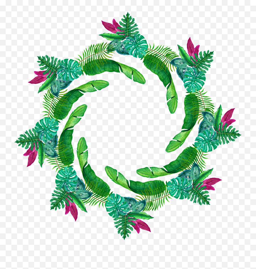 Hand Painted Green Flower Wreath Png Transparent - Portable Decorative Emoji,Wreath Emoji Transparent Background