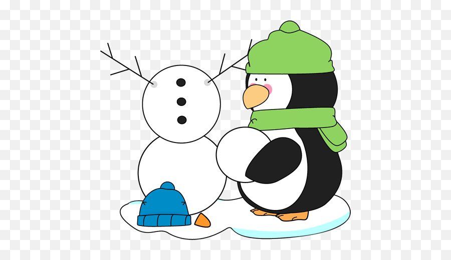Penguin Building A Snowman Clip Art - Penguin With A Snowman Emoji,Snowman Emoticons For Facebook