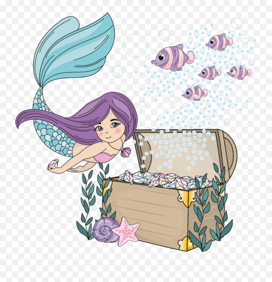 Mermaid Fantasy Ocean Fish Chest Sticker By Amanda - Mermaid Emoji,Treasure Chest Emoji