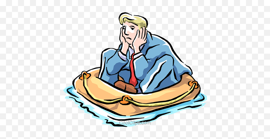 Metaphor Businessman Floating In Dingy Royalty Free Vector Emoji,Emotions Businessman