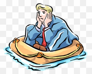 Metaphor Businessman Floating In Dingy Royalty Free Vector Emoji,Emotions Businessman