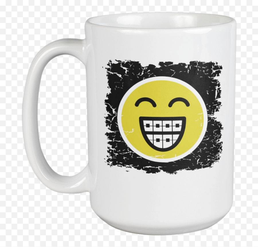 Smiley Face With Braces Cute Graphic Design Coffee U0026 Tea Gift Mug For Oral Hygienist Orthodontist Periodontist Doctor Teeth Surgeon And Medical Emoji,Hipster Cat Emoticon