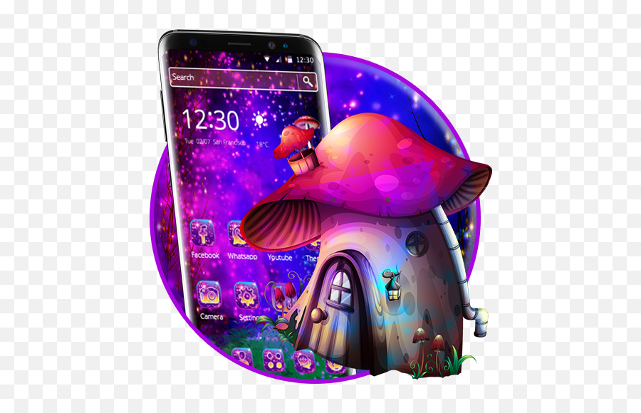 Amazoncom Neon Purple Magical Mushroom Theme Appstore For - Cartoon Mushroom House Drawing Emoji,Mushroom Emoji