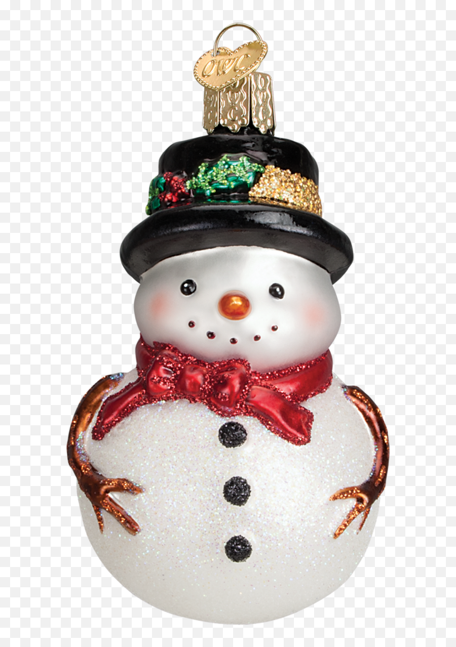 Holly Hat Snowman Glass Ornament - Christmas Snowman Ornaments Emoji,Snowman Emoticons For Facebook