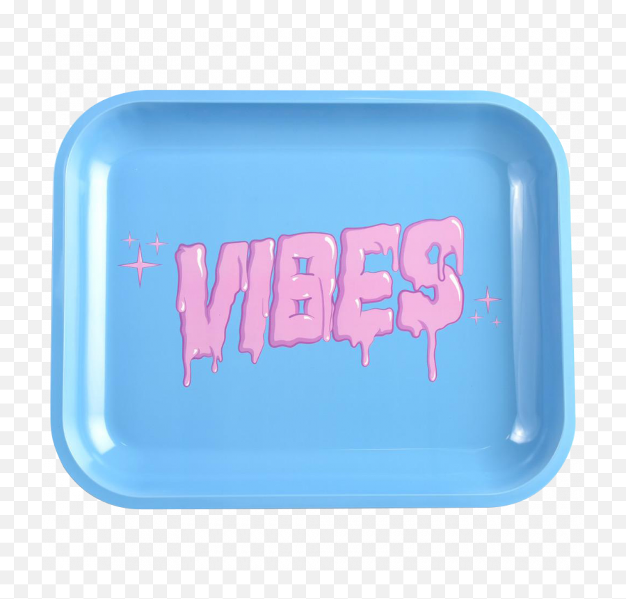 Vibes - Bubblegum Drip Logo Metal Rolling Tray Small Blue Pink Rolling Tray Emoji,Vibe Hand Emoji