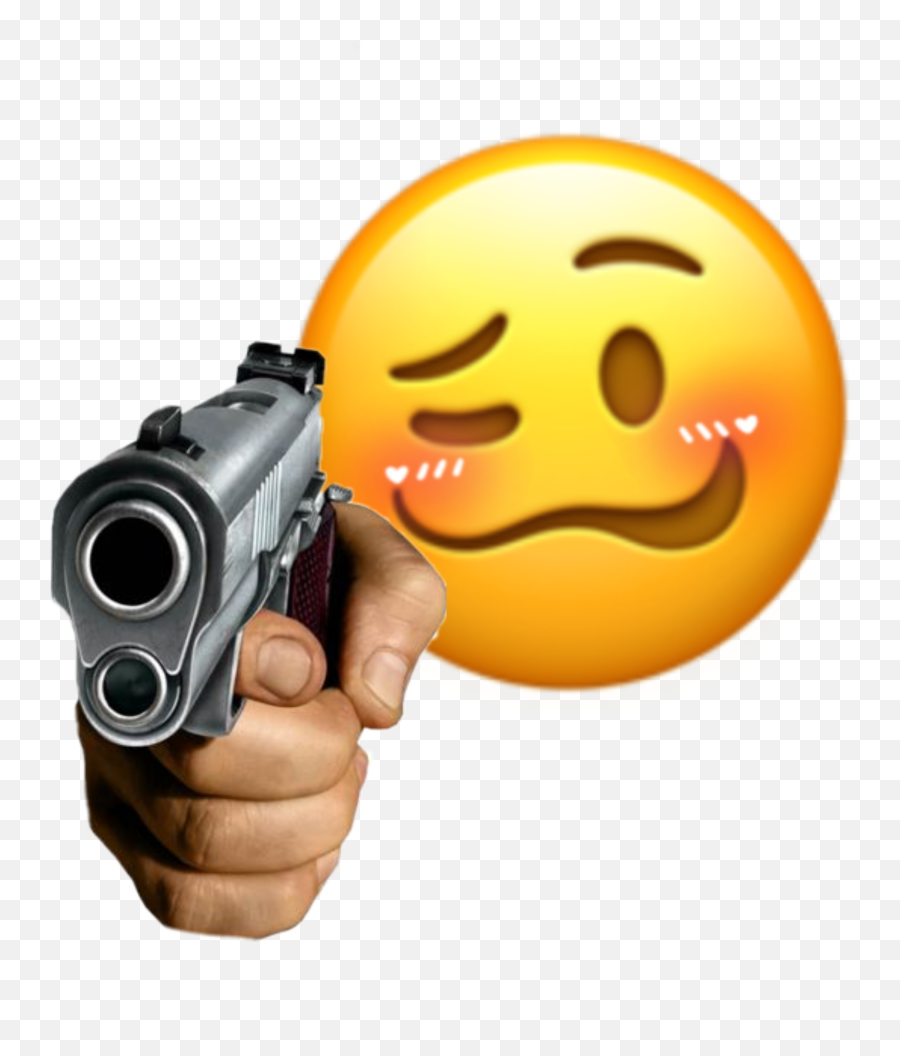 The Most Edited Pewpew Picsart - Emoji Holding Gun Meme,Blue Revolver Emoticon