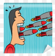 Angry Man Ranting And Insulting Rockets Wall Mural U2022 Pixers Emoji,Ranting Emoticon
