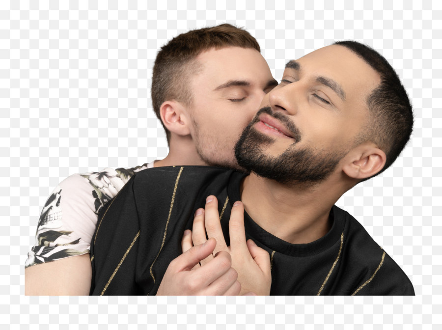 Close - Up Of A Young Caucasian Man Hugging His Partner From Emoji,Men Kissing Emoji