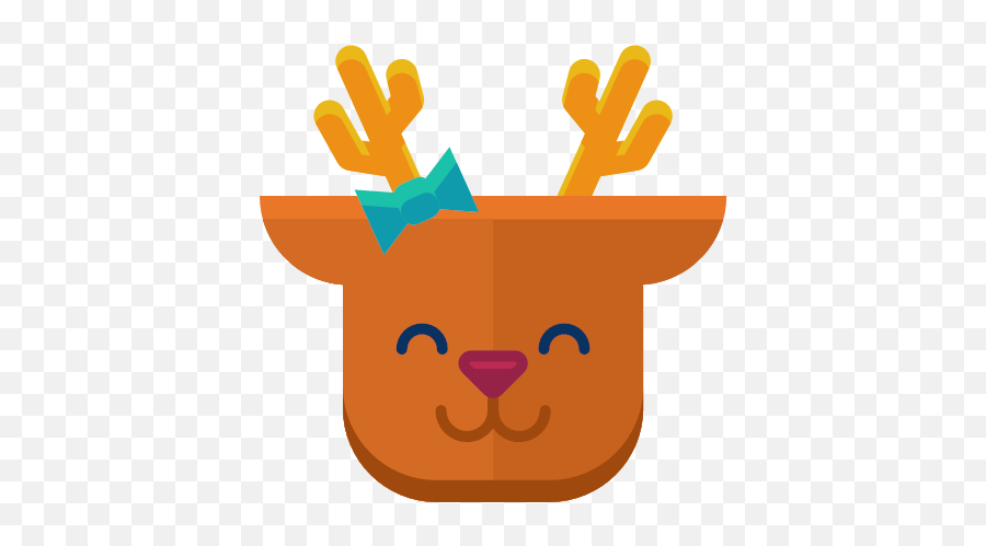 Emoji Emoticon Happy Reindeer Smile Icon - Flat Christmas Icons,Emoji Icons