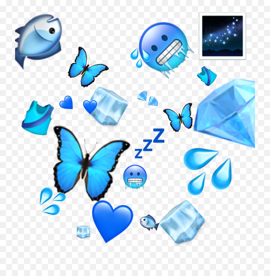 Emoji Collage Blue Emojicollage Sticker By - Blue Color With Emojis,Diamond Emoji