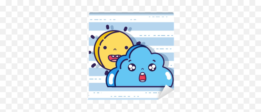 Kawaii Sun And Cloud Faces Expression - Happy Emoji,Ice Cream Sun Cloud Emoji