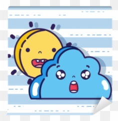 Kawaii Sun And Cloud Faces Expression - Happy Emoji,Ice Cream Sun Cloud Emoji