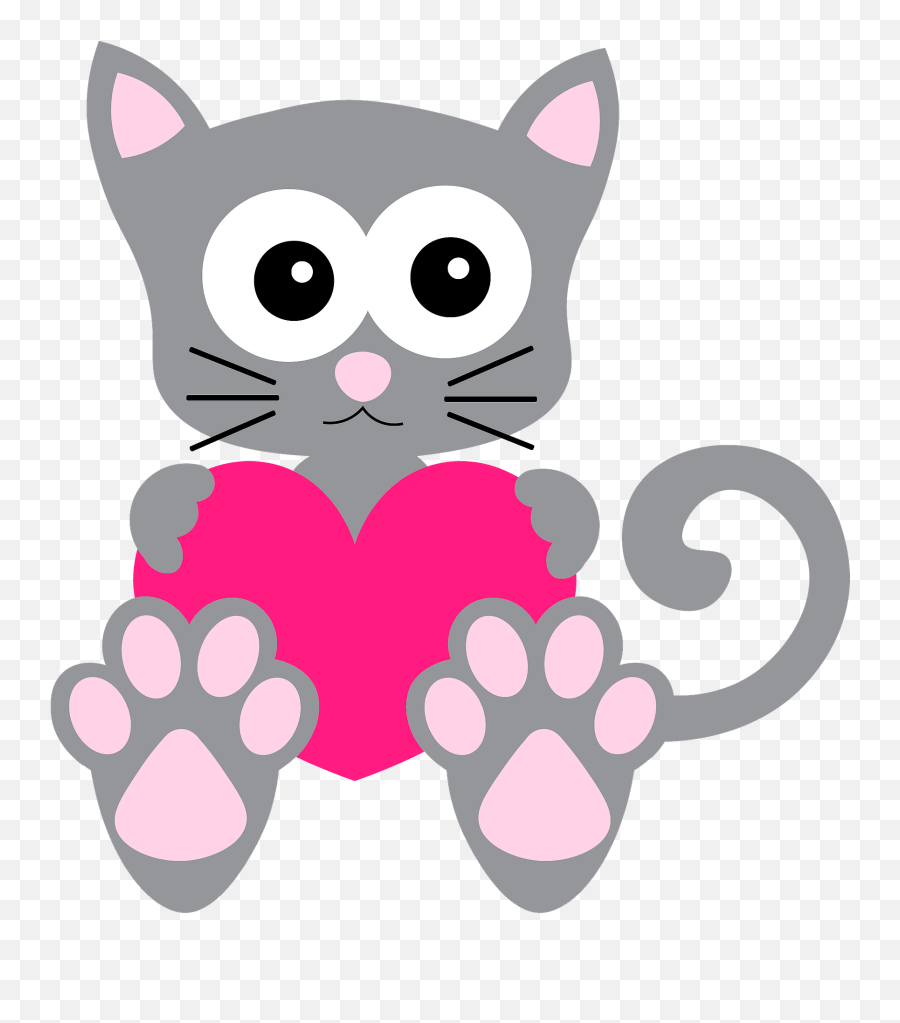 Cute Cat With Heart Clipart - Cat With Heart Clipart Emoji,Cute Cat Emoji