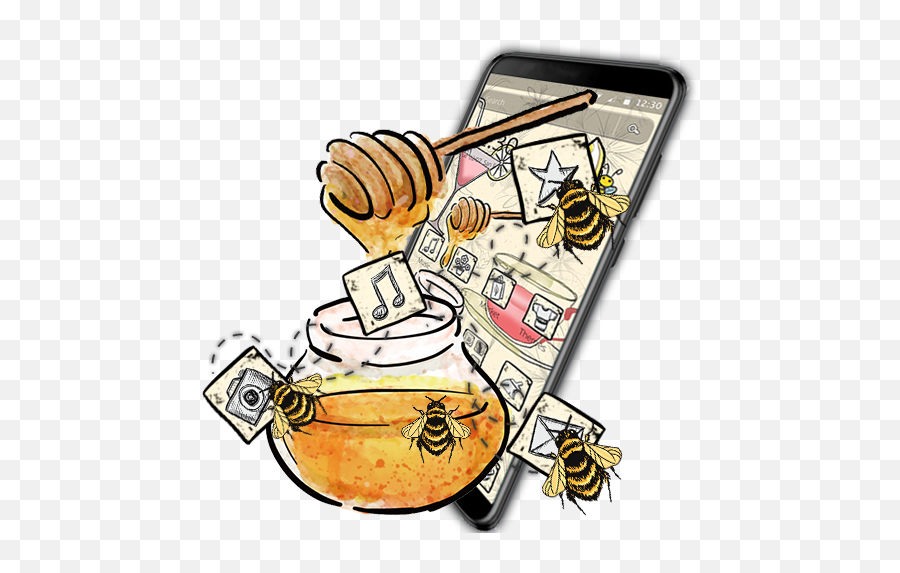 Cool Honey Sketch Theme - Smartphone Emoji,Bee Right Left Emoji