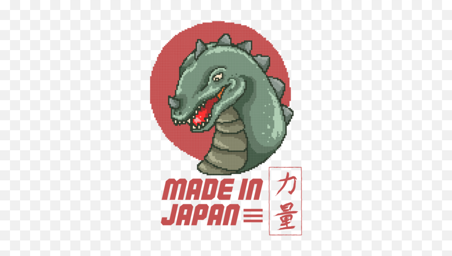 Made In Japan Retro Godzilla T - Shirt Pixel Art Emoji,Godzilla Emotion Chart