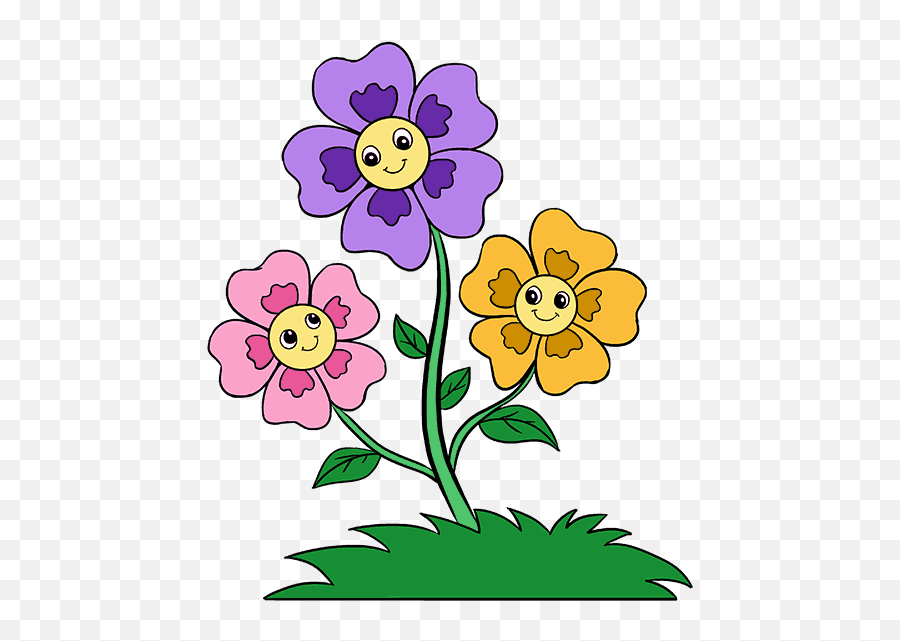 Cartoon Flower Png - Easy Cartoon Flower Drawing Emoji,Animated Flower Emojis Downloads