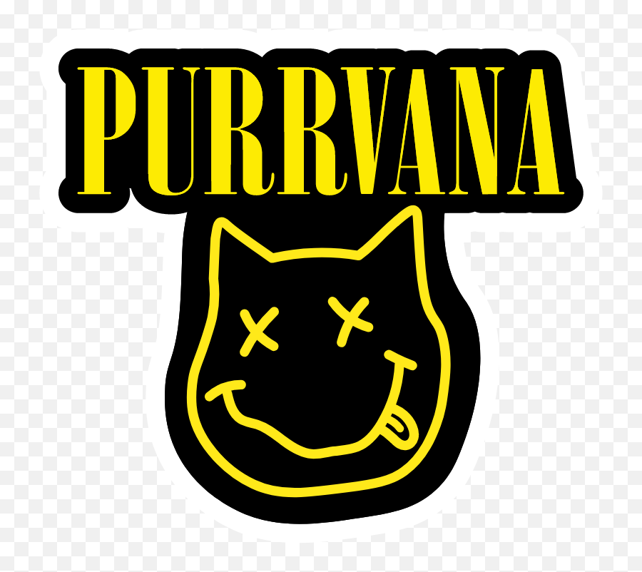 Purrvana Music Stickers Stickers Graphic Tshirt Design - Meat Liquor London Emoji,Emoji For Mooning On Iphone