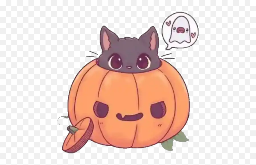 Emoji Emotions Cartoon Fluffy Sticker - Cute Kawaii Cat Drawing,Pumpkin Emotions