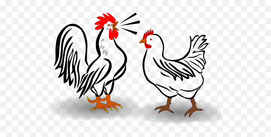 Free Clip Art Rooster And Chicken By Helm42 - Black And White Rooster Transparent Emoji,Rooster Emoticon