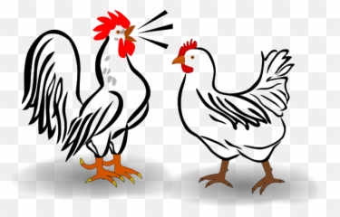Free Clip Art Rooster And Chicken By Helm42 - Black And White Rooster Transparent Emoji,Rooster Emoticon