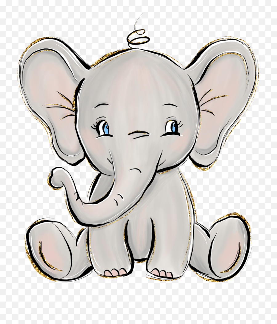 Baby Elephant Cartoon Birthday Sticker - Baby Elephant Drawing Emoji,Baby Elephant Emoji