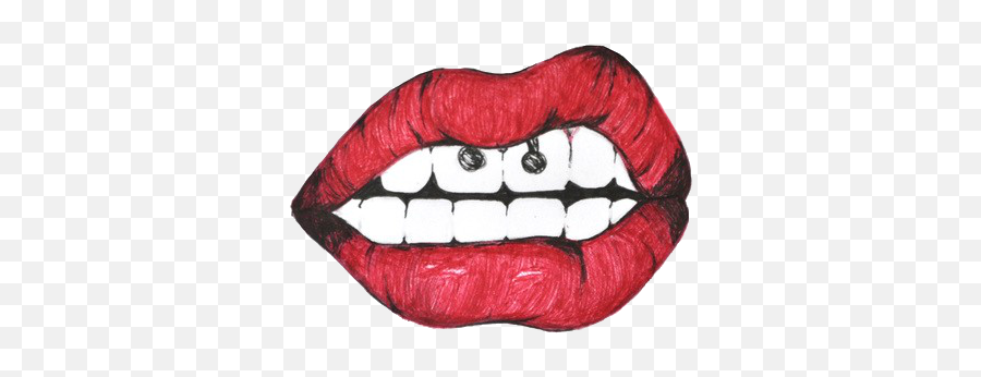 Tumblr Static Lips Art Prints Art Drawings - Dibujos De Labios Con Piercing Emoji,Dabb Emoji