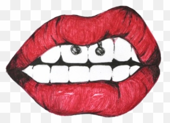 Tumblr Static Lips Art Prints Art Drawings - Dibujos De Labios Con Piercing Emoji,Dabb Emoji