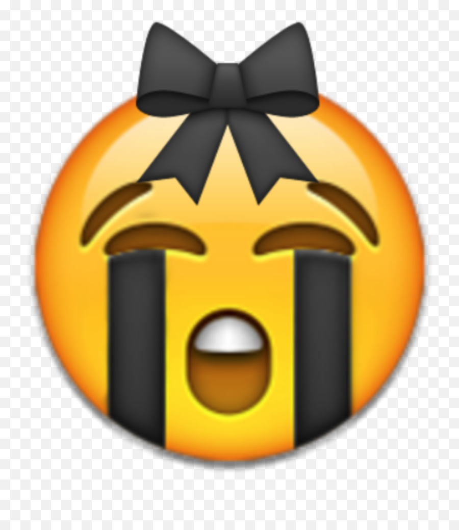 Mq Black Sad Emojis Emoji Bows Ribbon Sticker By Marras - Laugh Emoji Meme,Sad Emojis
