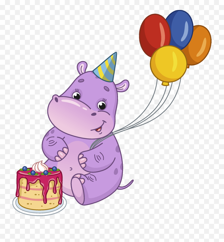 Birthday Hippo Clipart Free Download Transparent Png - Happy Birthday Hippo Clipart Emoji,Birthday Emoji Art