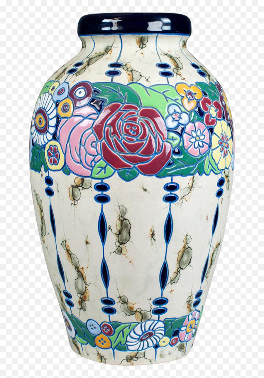 Mid 20th Century Czechoslovakian Amphora Pottery Large Baluster Vase Emoji,Amopha Grek Potery Emoji