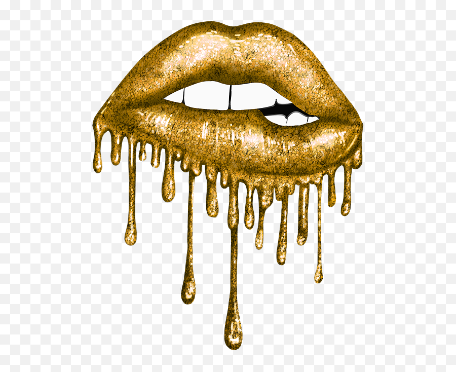 Drip Gold Lips Puzzle Emoji,What Does The Lip Bite Emoji Mean