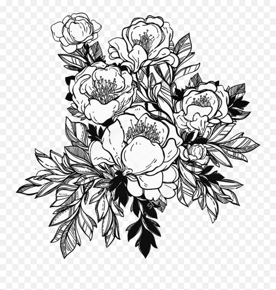 Flower Flor Tattoo Tatuaje Sticker By Pia - Flower Png Black N White Emoji,Using Emojis Show You Tattoo