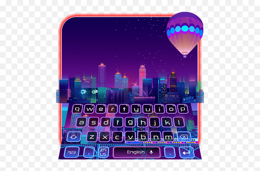 3d Live Neon City Life Keyboard Theme - Girly Emoji,Skyscraper Emojis