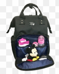 Mochila Maternal Luli Negra Bordado De Flores - Girly Emoji,Mochila Fucsia Con Emojis