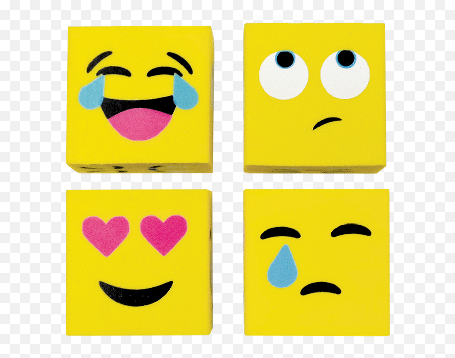 Emoji Cube 3d Mini Eraser Set - Happy,Side Eyes Emoji