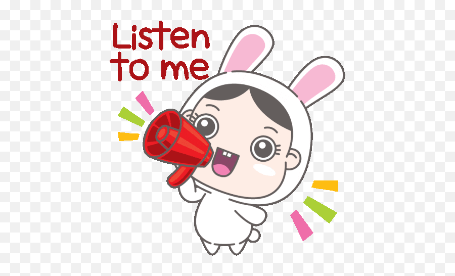 Cute Baby Sticker - Listen To Me Animated Emoji,Korean Girl Emoticon