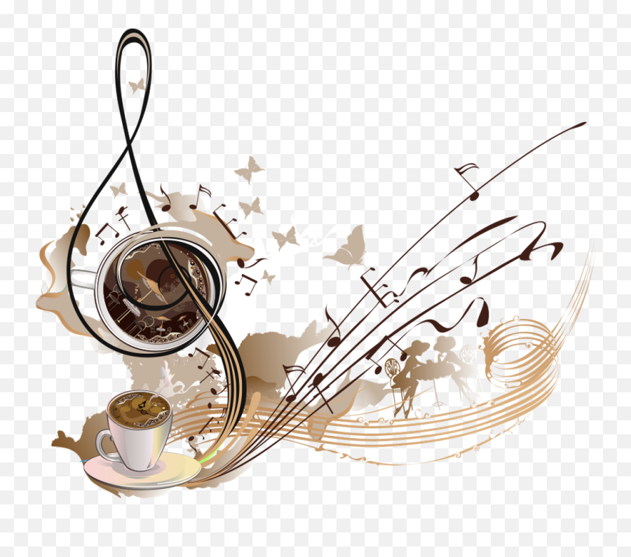 Coffee Cafe Musical Note - Transparent Brown Music Note Emoji,Musical Notes Emoticon