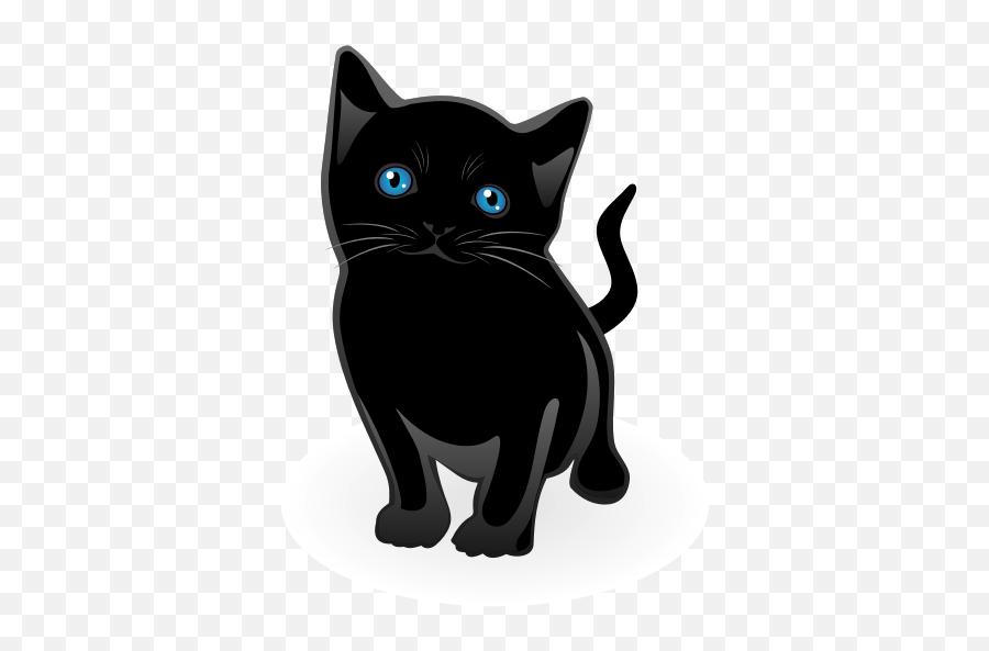 Little Cat Vector - Black Cat With Blue Eyes Transparent Emoji,Black Neko Emoticon