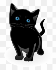 Little Cat Vector - Black Cat With Blue Eyes Transparent Emoji,Black Neko Emoticon