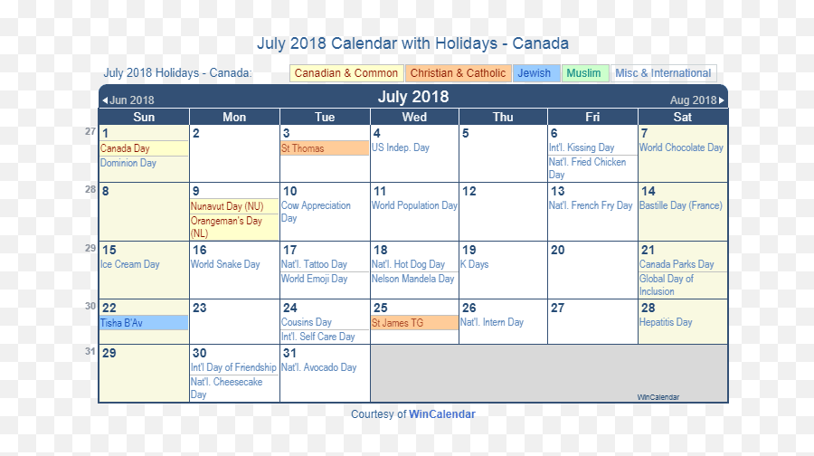 July 2018 Calendar With Holidays - Canada Emoji,Microsoft Emoji Blueberry