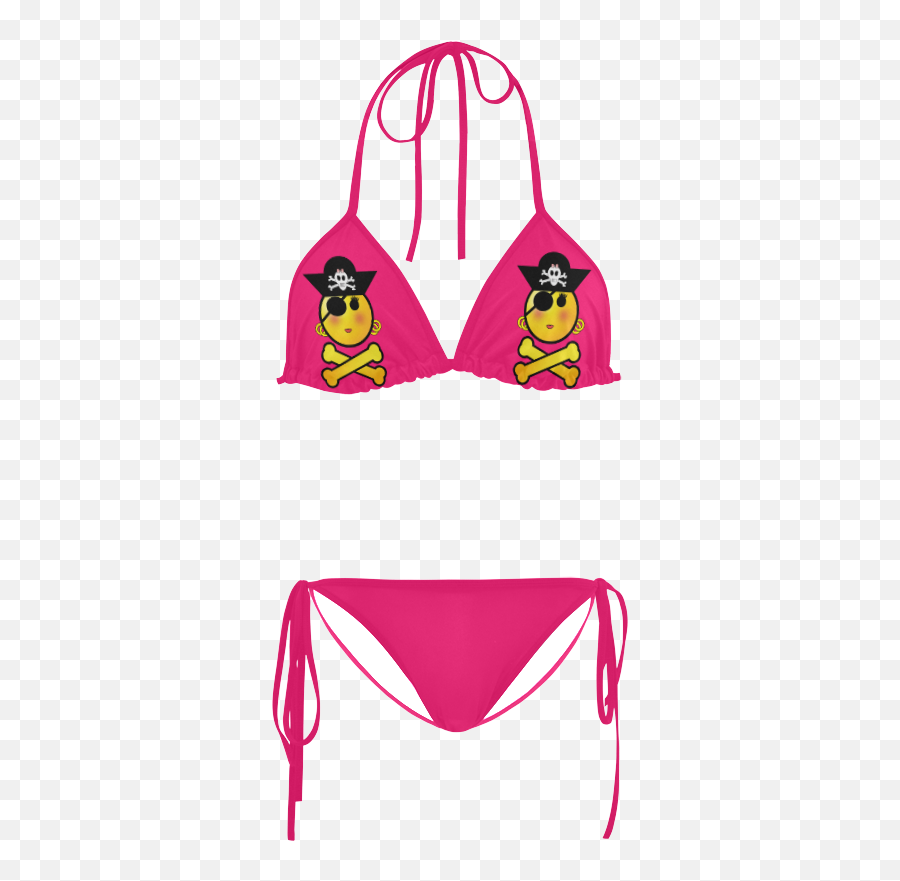 Pirate Emoticon - Smiley Emoji Girl Custom Bikini Swimsuit Id D535988 Santa Bathing Suit,Bikini Emoji Png