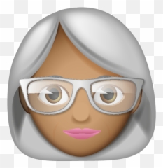 Old Woman With Glasses 4 - Old Girl Emoji Download,Girl With Glasses Emoji