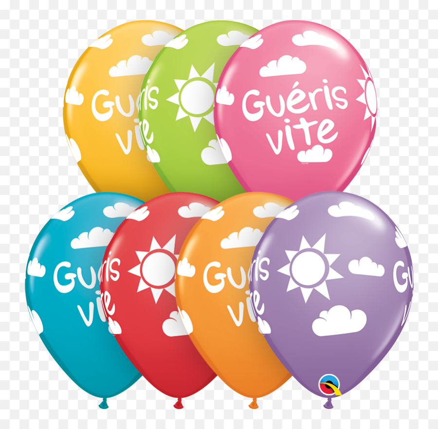 11 Festive 50ct Gueris Vite Ensoleille Latex Balloons - Balloon Emoji,In Emoticons Whatdoes Ared Ballon Mean