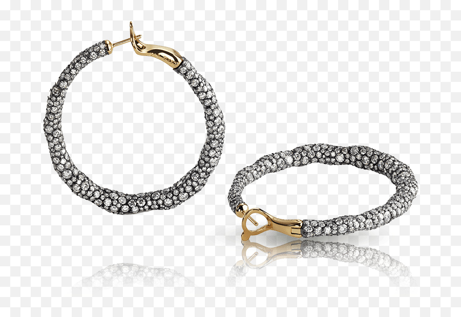 Zaavy Charmeuse Yellow Gold Silver U0026 Diamond Hoop Earrings - Eiffel Tower Emoji,Swarovski Emotions Bracelet