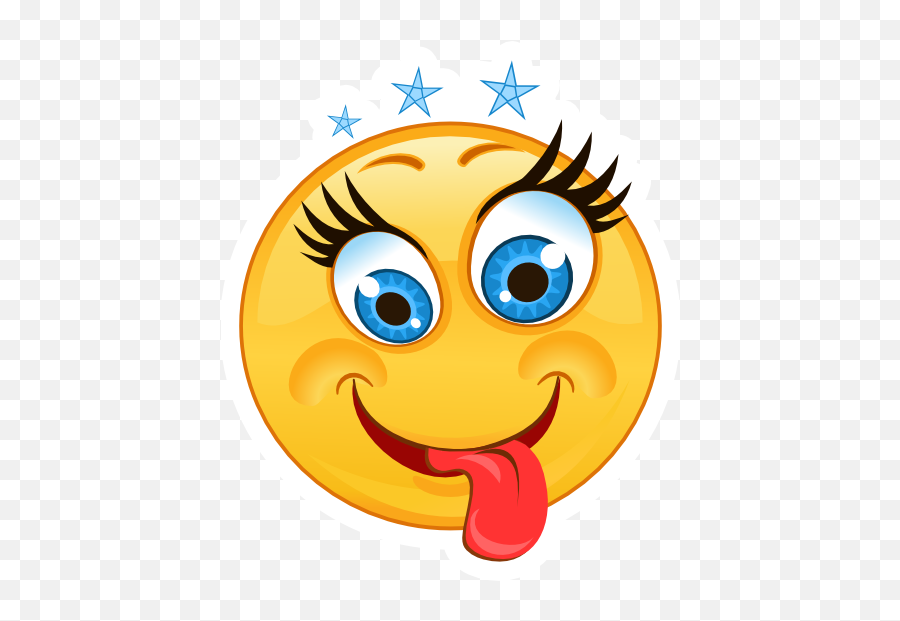 Crazy Tongue Out With Stars Emoji Sticker - Upset Emoji,Tongue Out Emoji