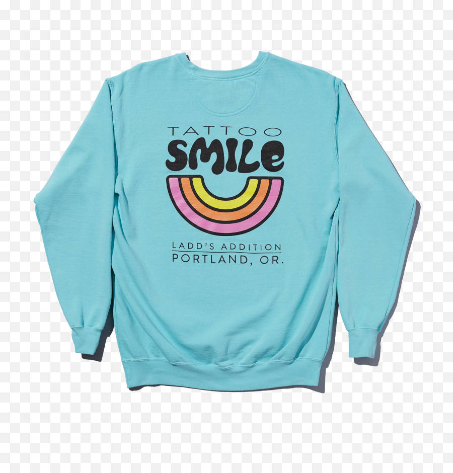 Tattoo Smile U2014 Smile Rainbow Crew Neck Sweatshirt Emoji,Emoticon Tattoos